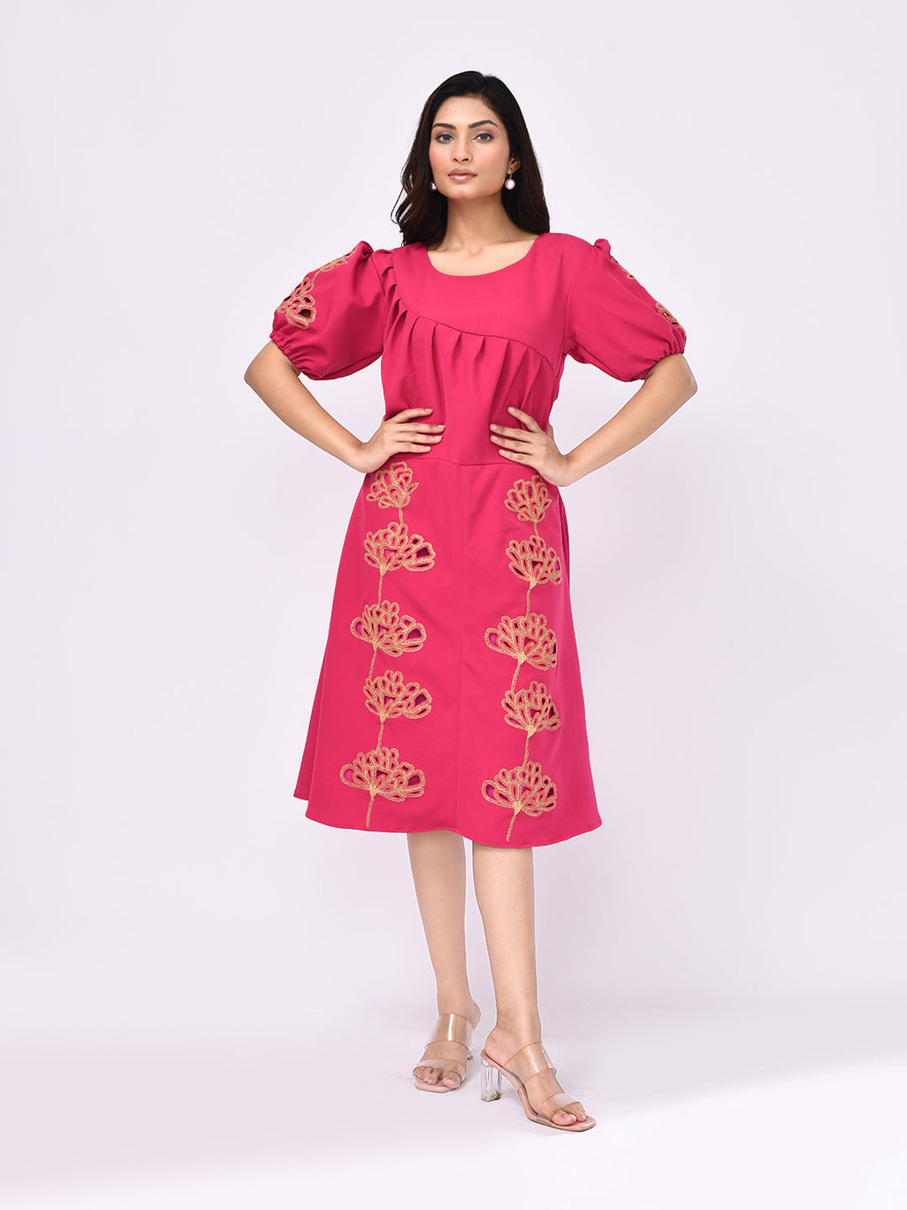 Regal Bloom Embroidered Dress