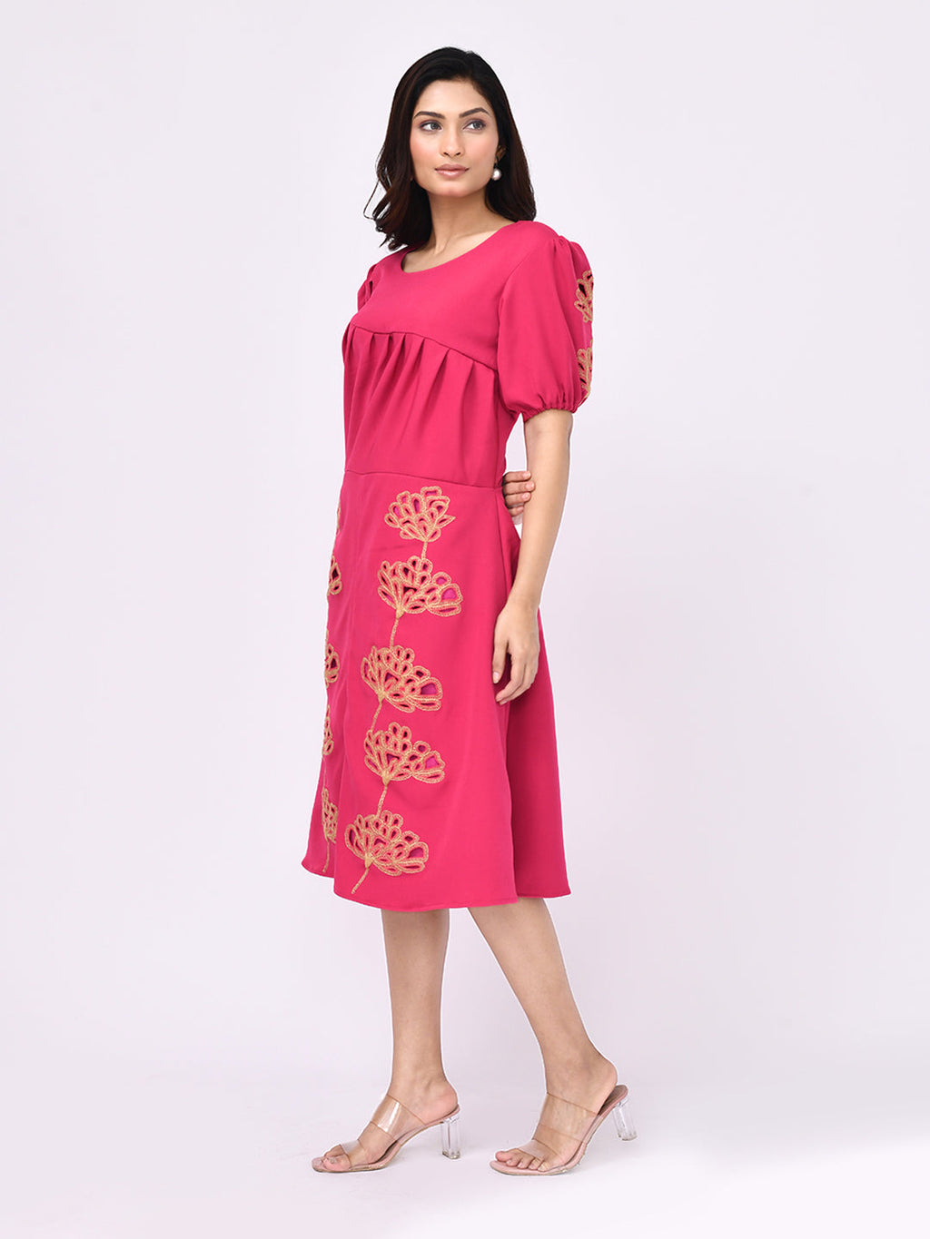 Regal Bloom Embroidered Dress