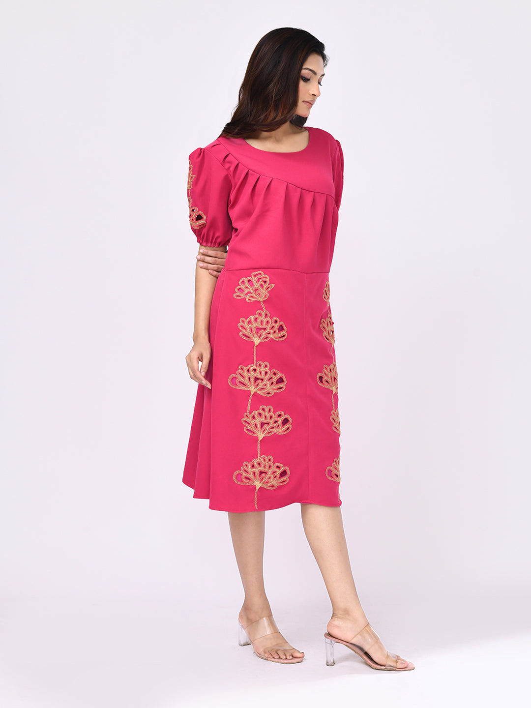 Regal Bloom Embroidered Dress