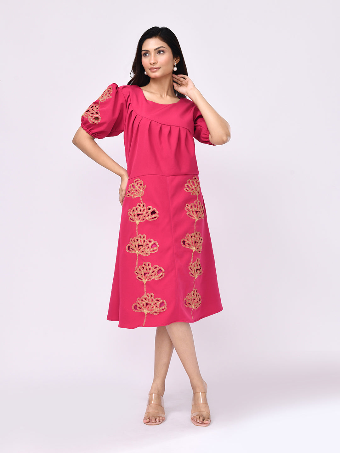 Regal Bloom Embroidered Dress