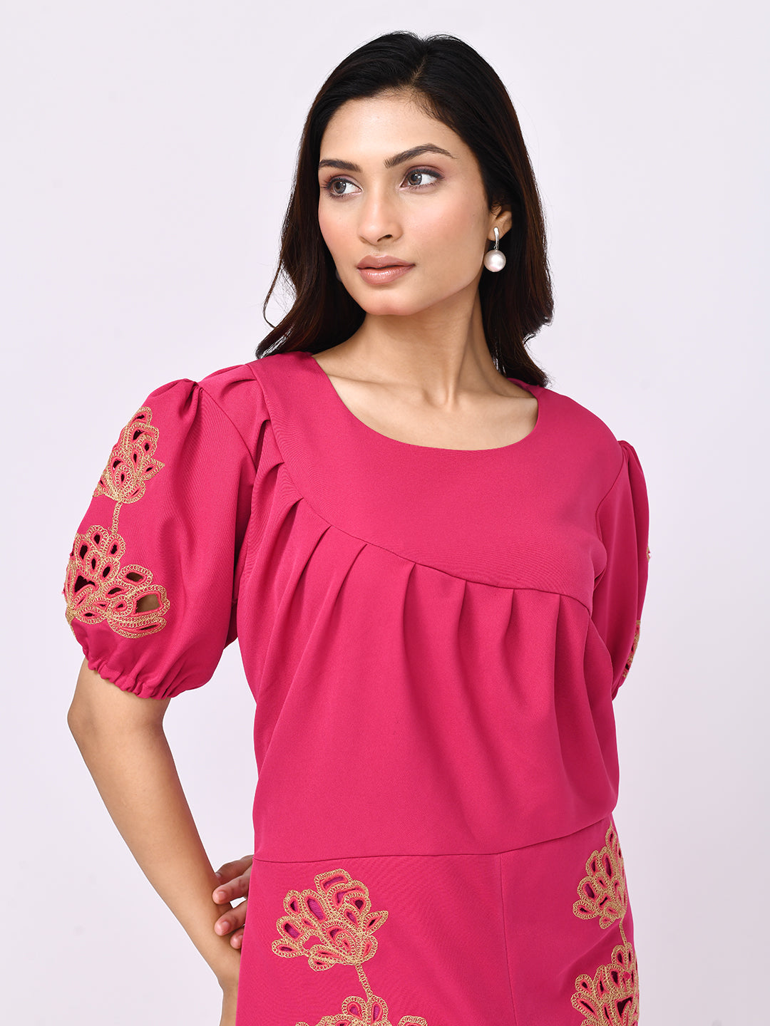 Regal Bloom Embroidered Dress