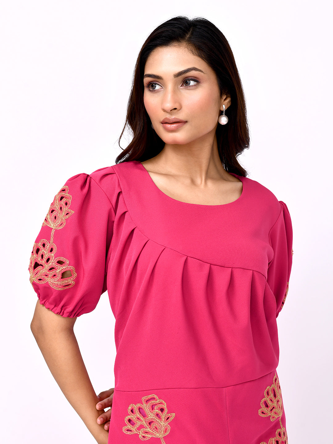 Regal Bloom Embroidered Dress