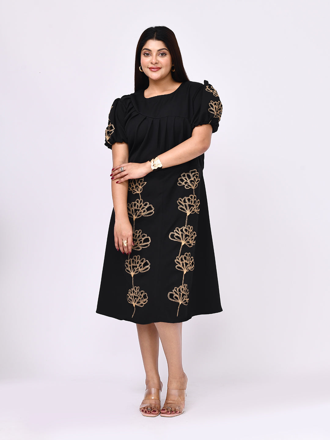 Regal Bloom Embroidered Dress