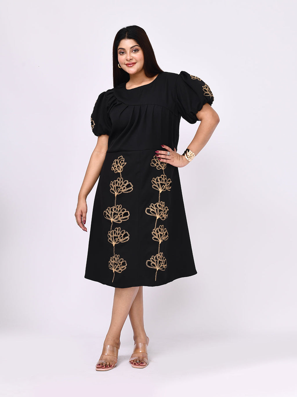Regal Bloom Embroidered Dress