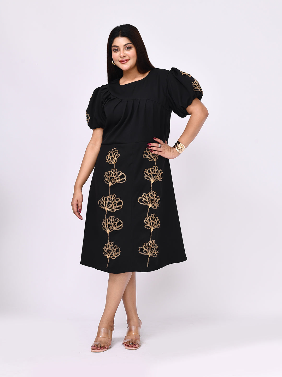 Regal Bloom Embroidered Dress