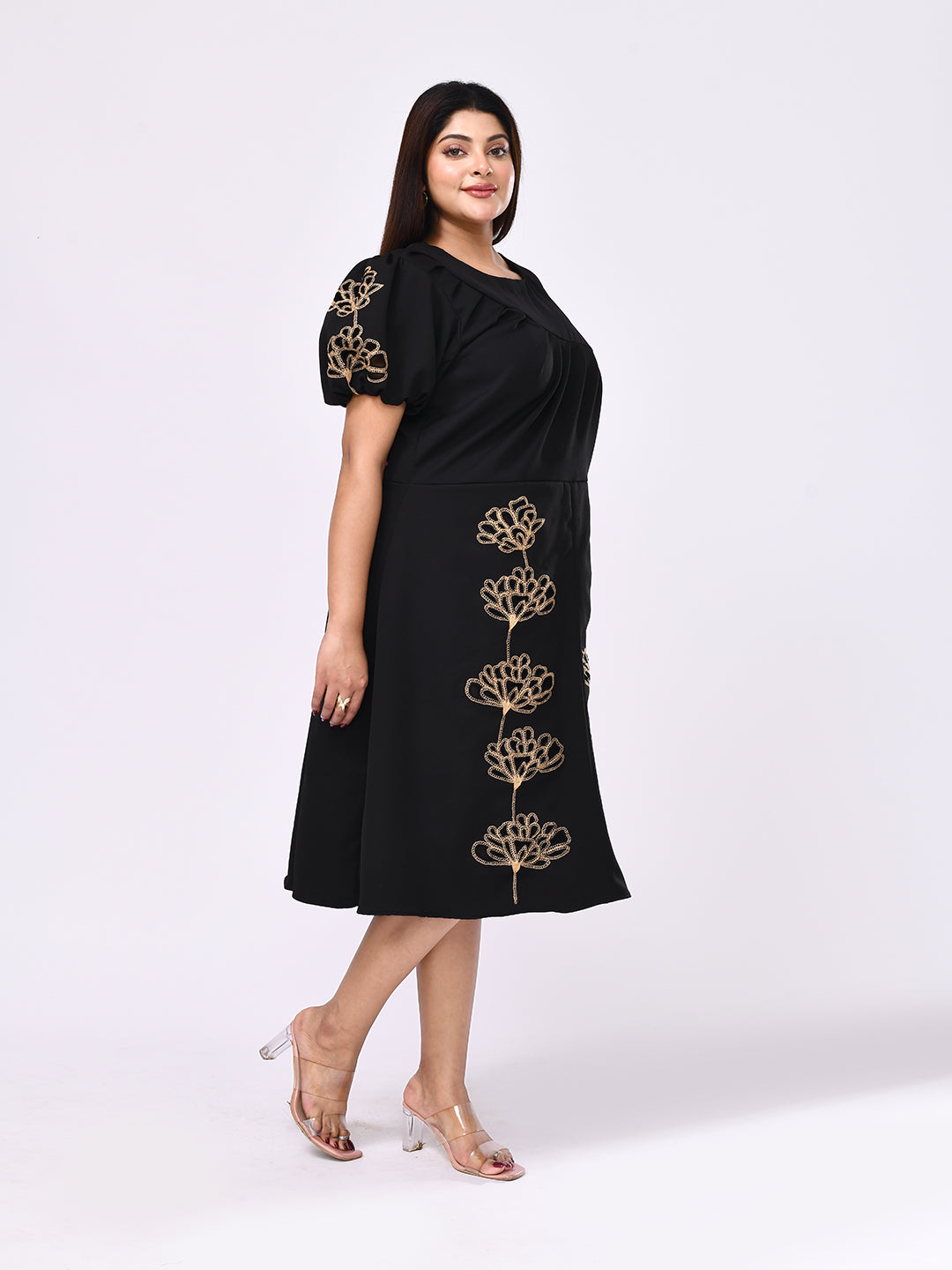 Regal Bloom Embroidered Dress