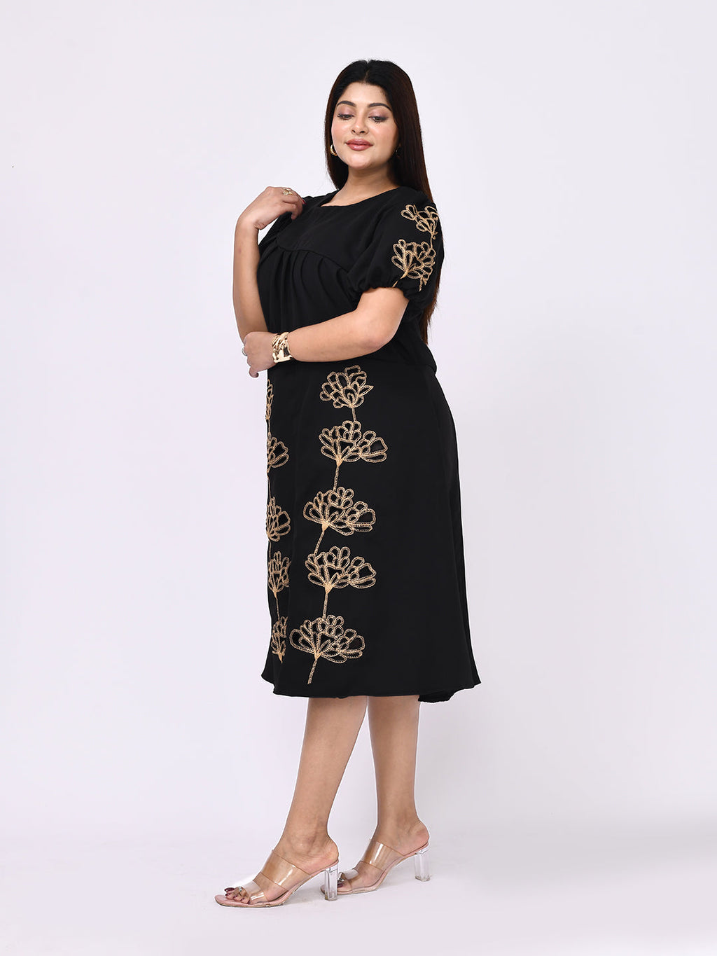 Regal Bloom Embroidered Dress