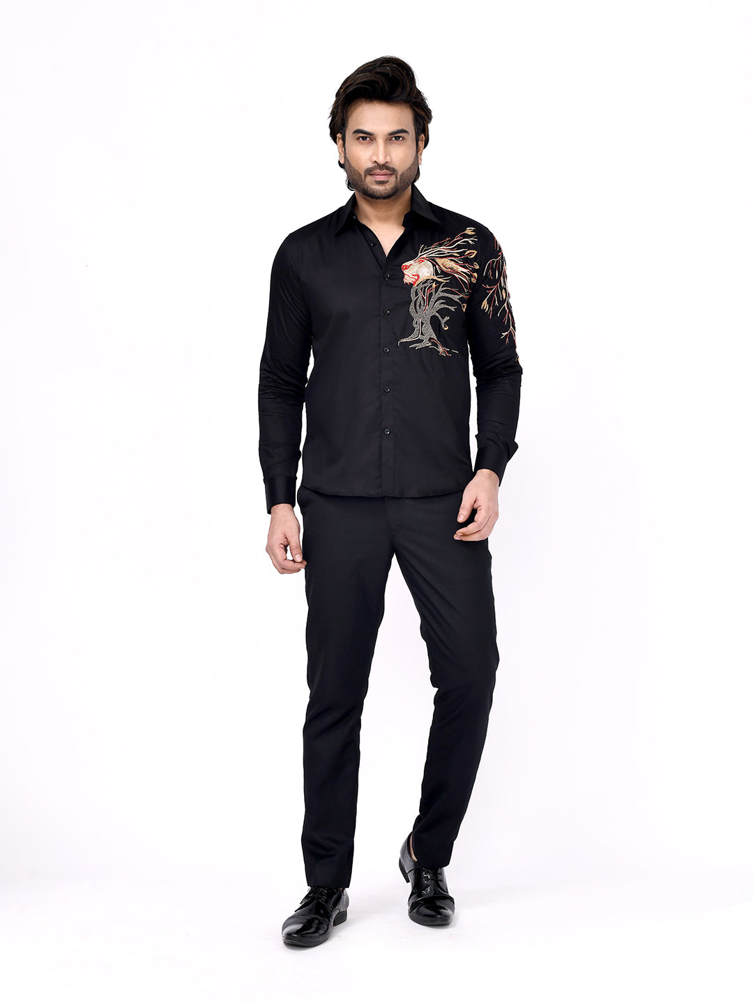 Lion Tree Embroidered Shirt