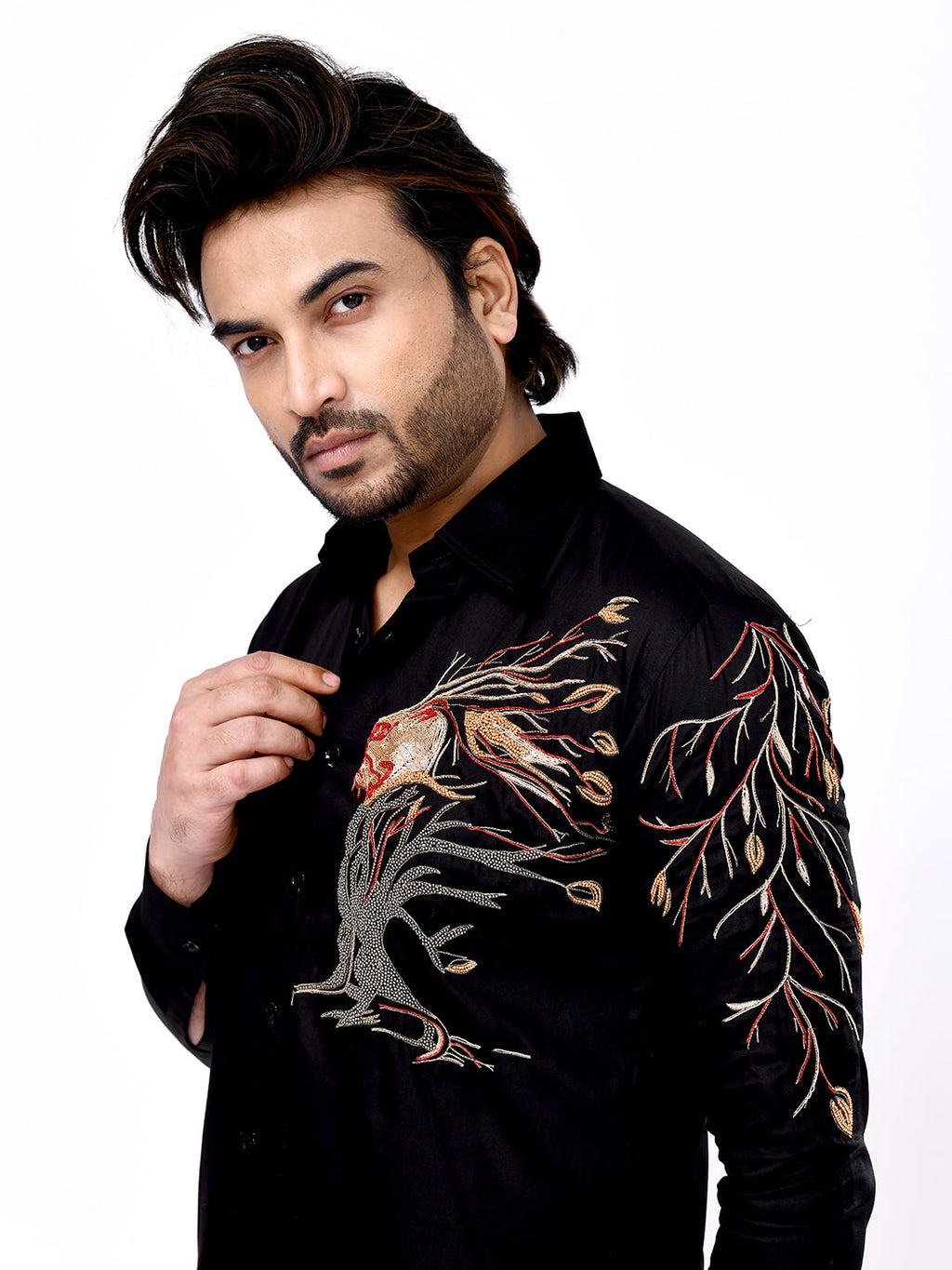 Lion Tree Embroidered Shirt
