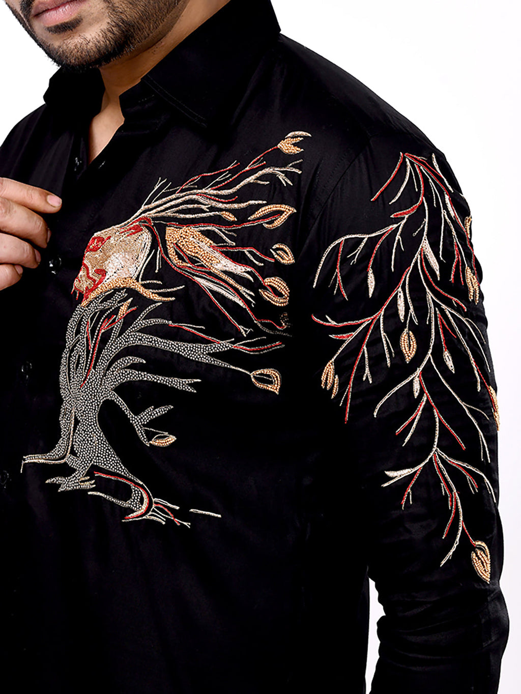 Lion Tree Embroidered Shirt