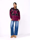 Wine Blossom Embroidered Shirt