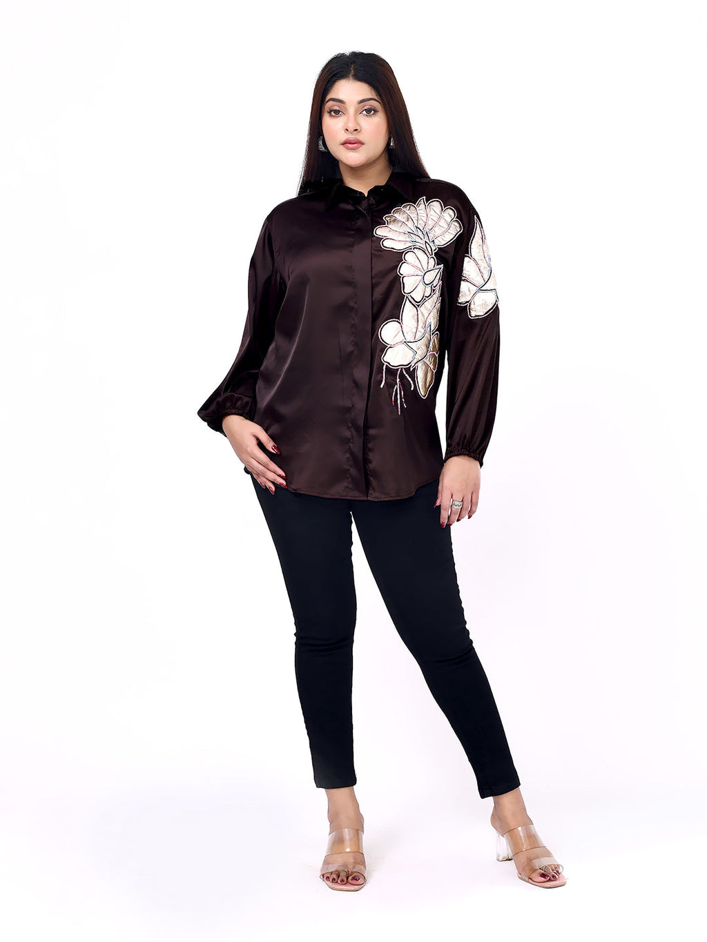 Expresso Bloom Embroidered Shirt