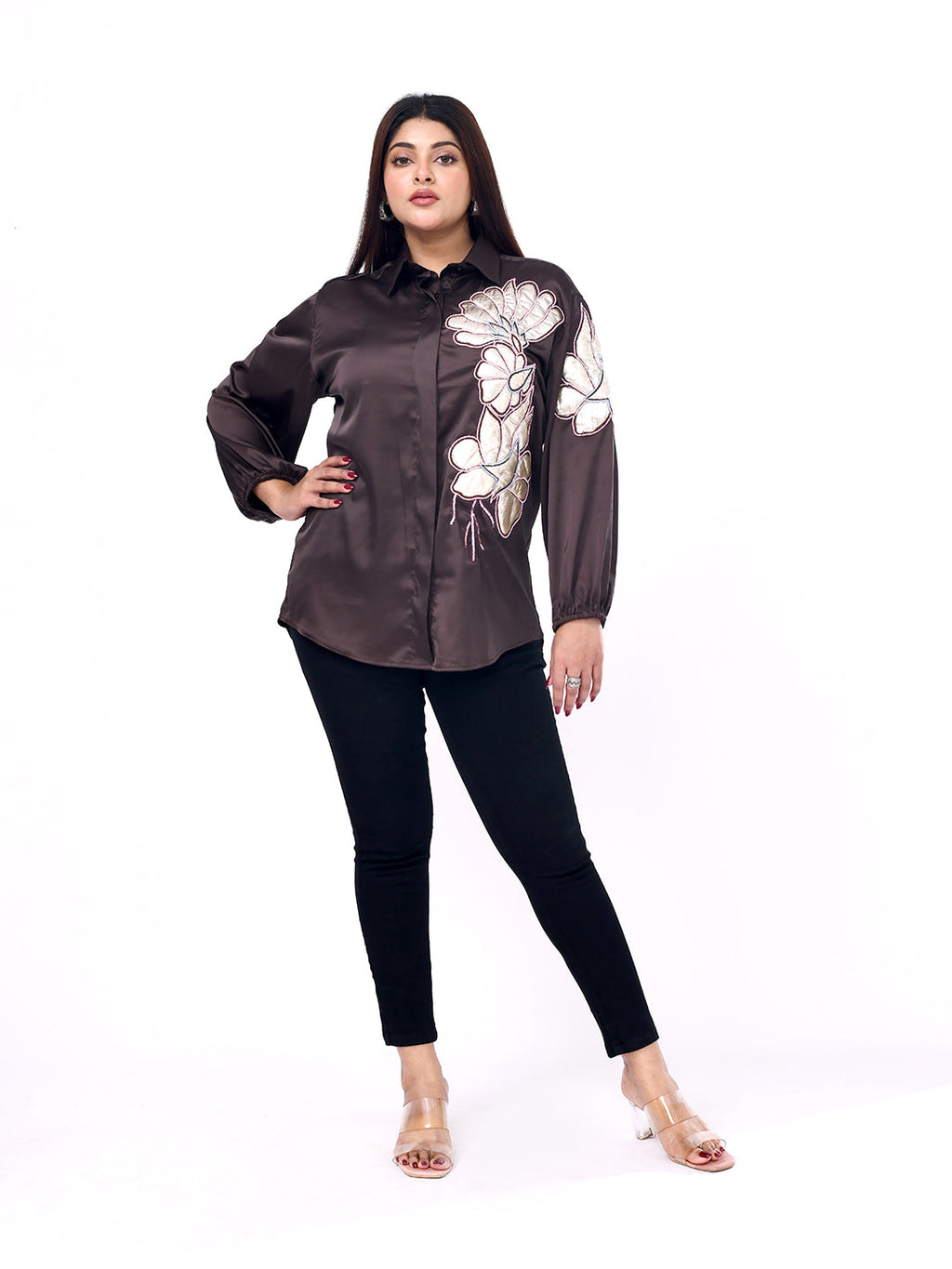 Expresso Bloom Embroidered Shirt