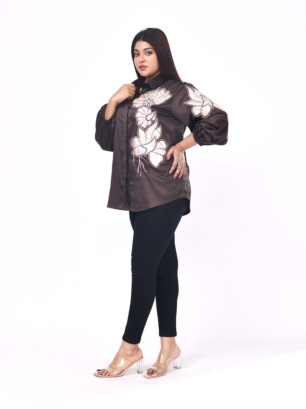 Expresso Bloom Embroidered Shirt