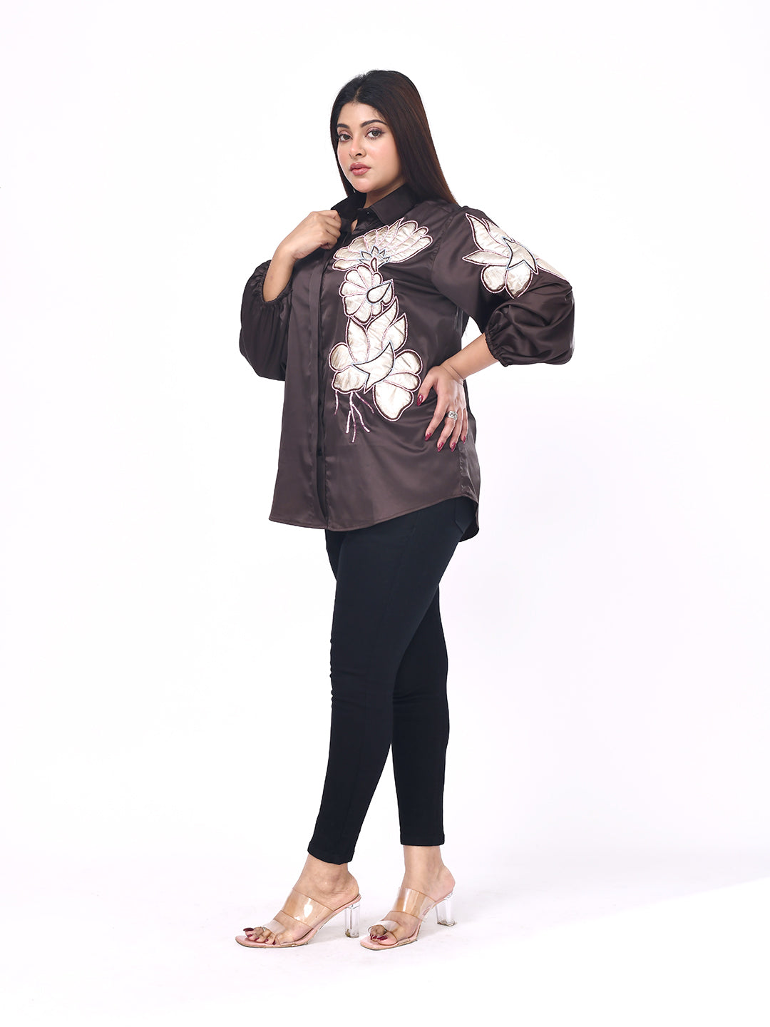 Expresso Bloom Embroidered Shirt