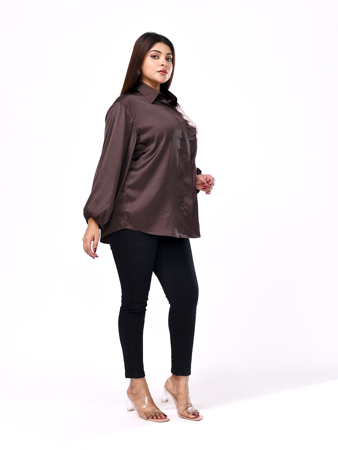 Expresso Bloom Embroidered Shirt