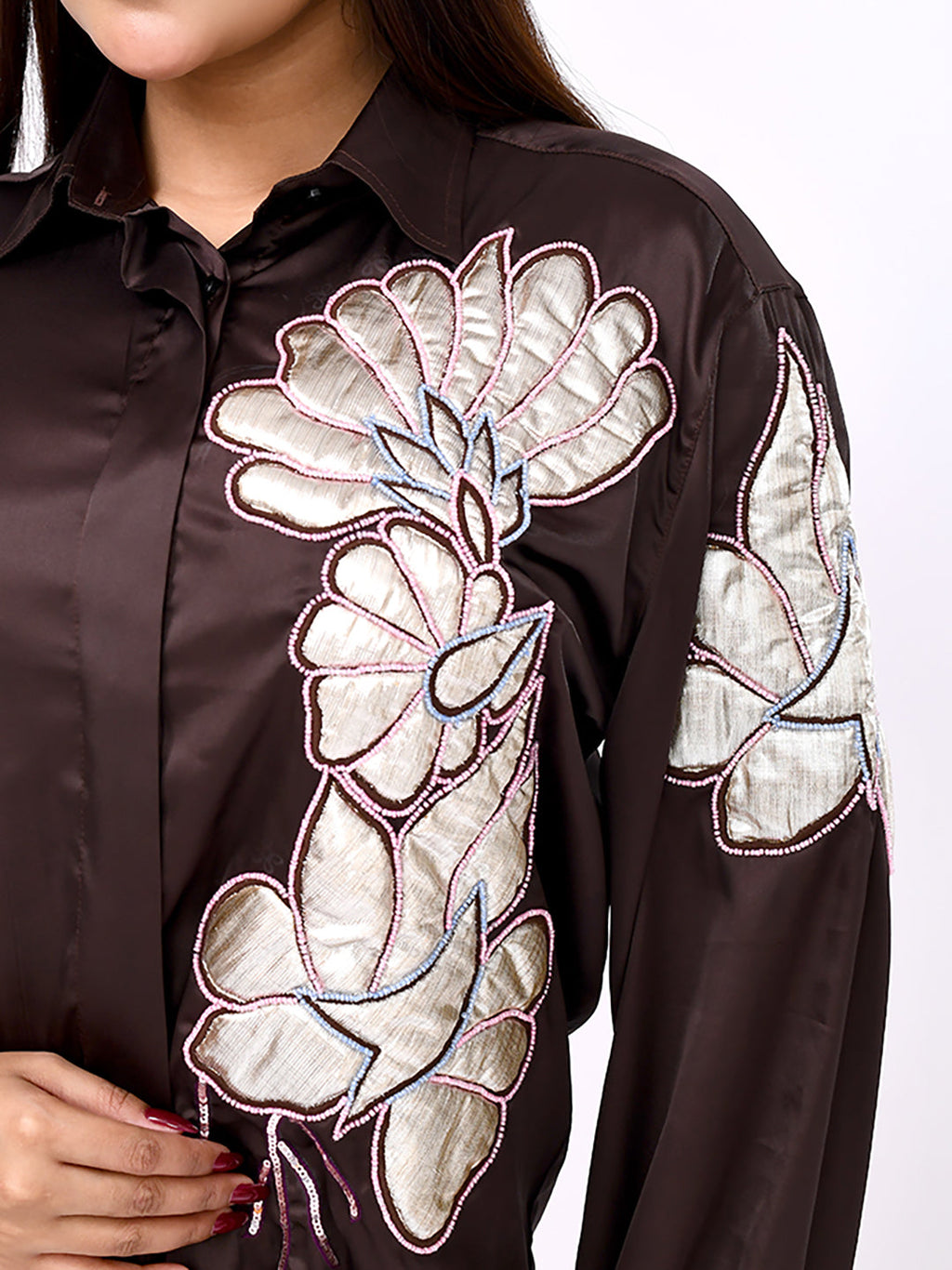 Expresso Bloom Embroidered Shirt