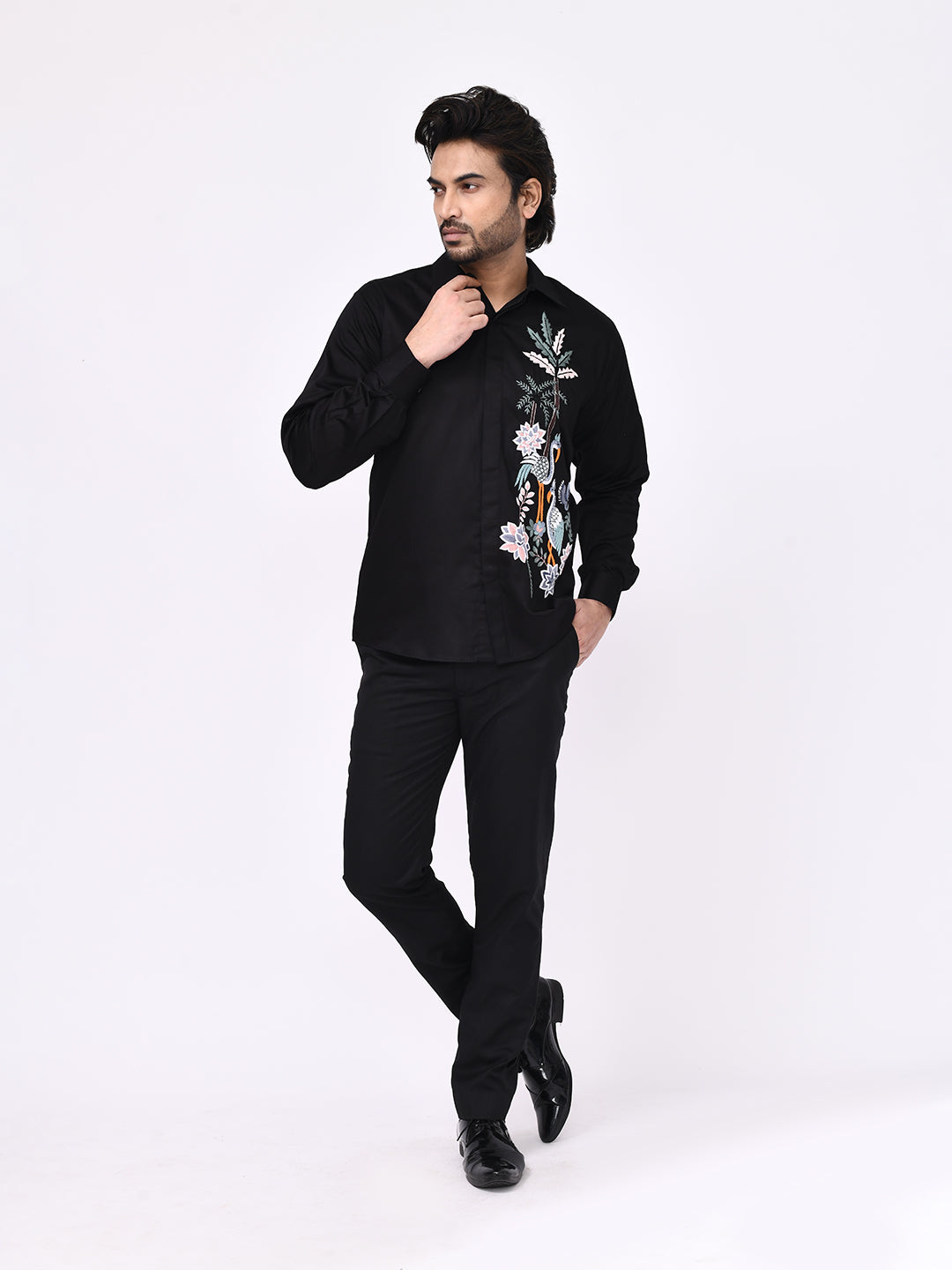 Botanical Crest Embroidered Shirt