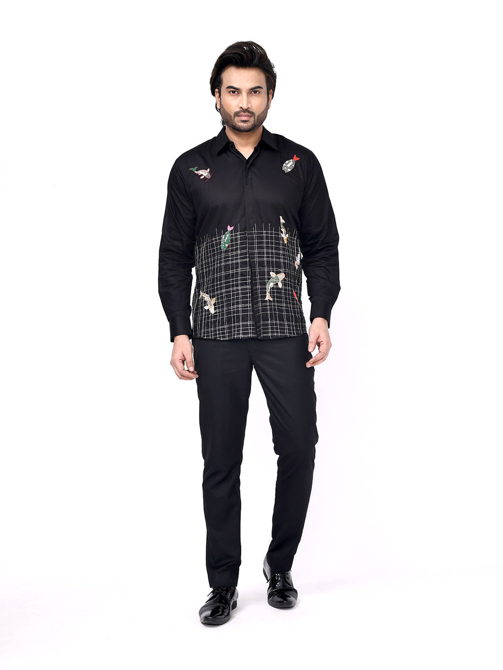 Fish Net Embroidered Shirt