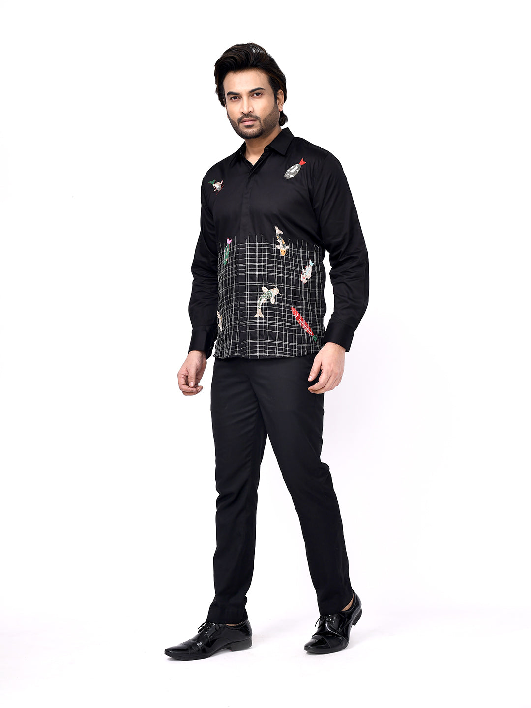 Fish Net Embroidered Shirt