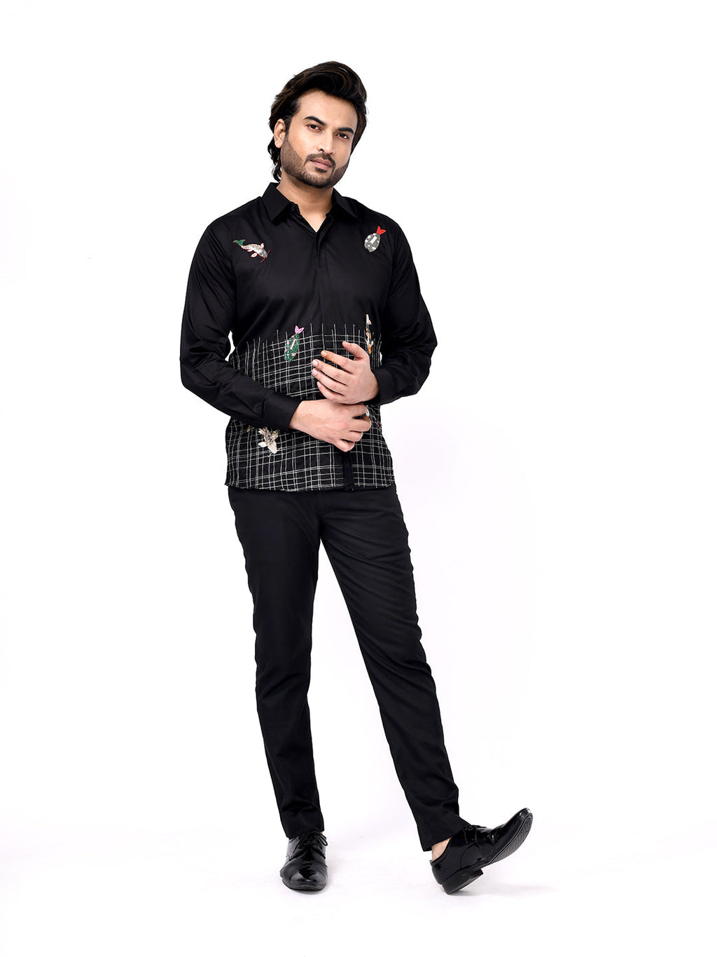 Fish Net Embroidered Shirt