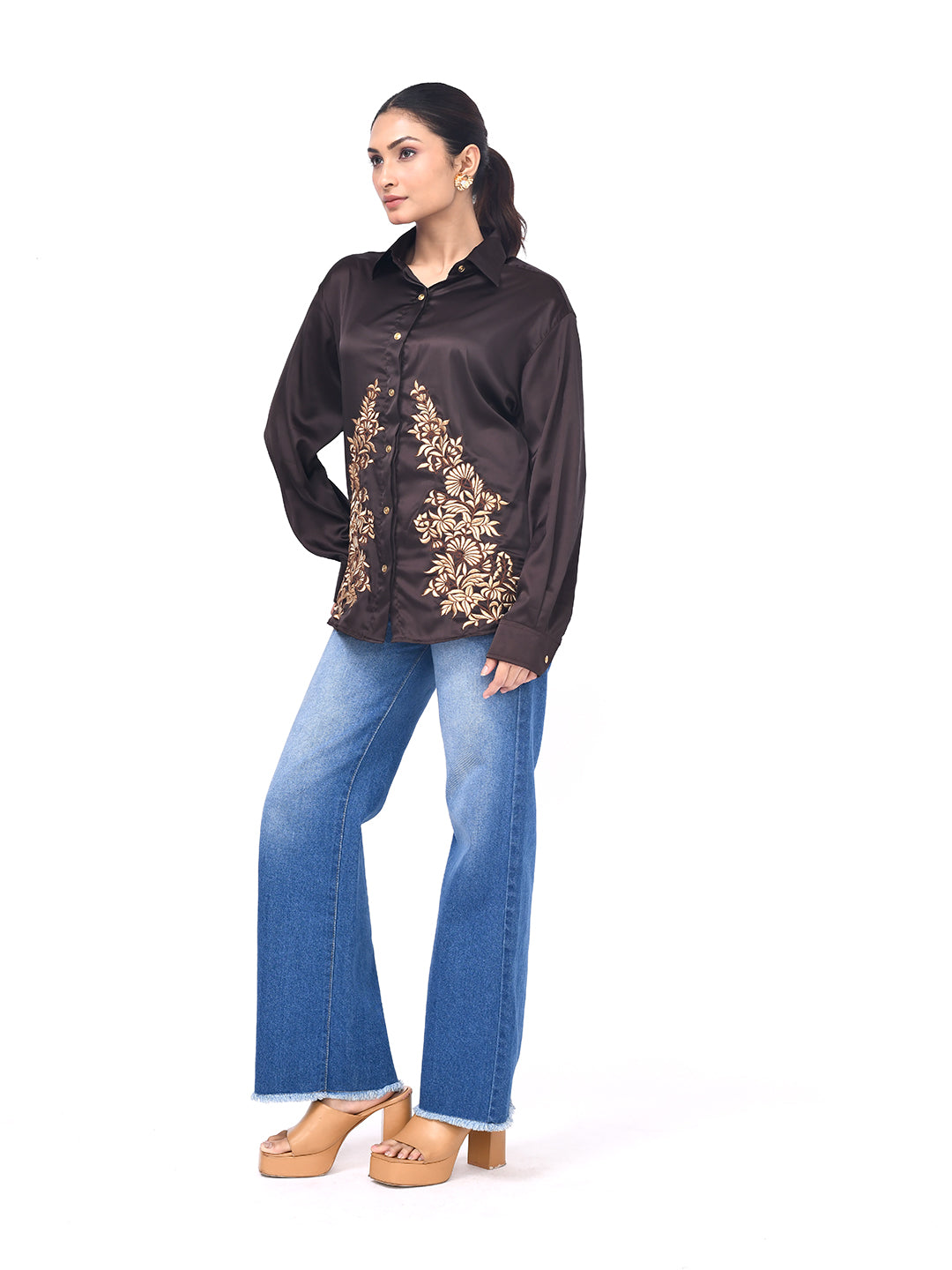 Mocha Garden Embroidered Shirt