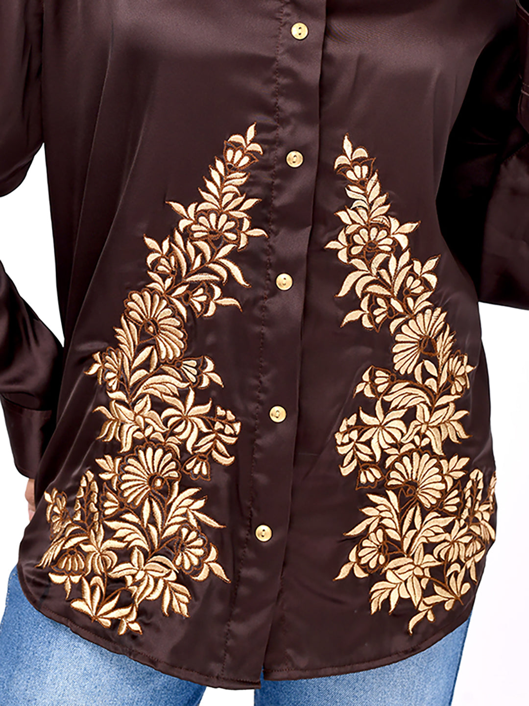 Mocha Garden Embroidered Shirt