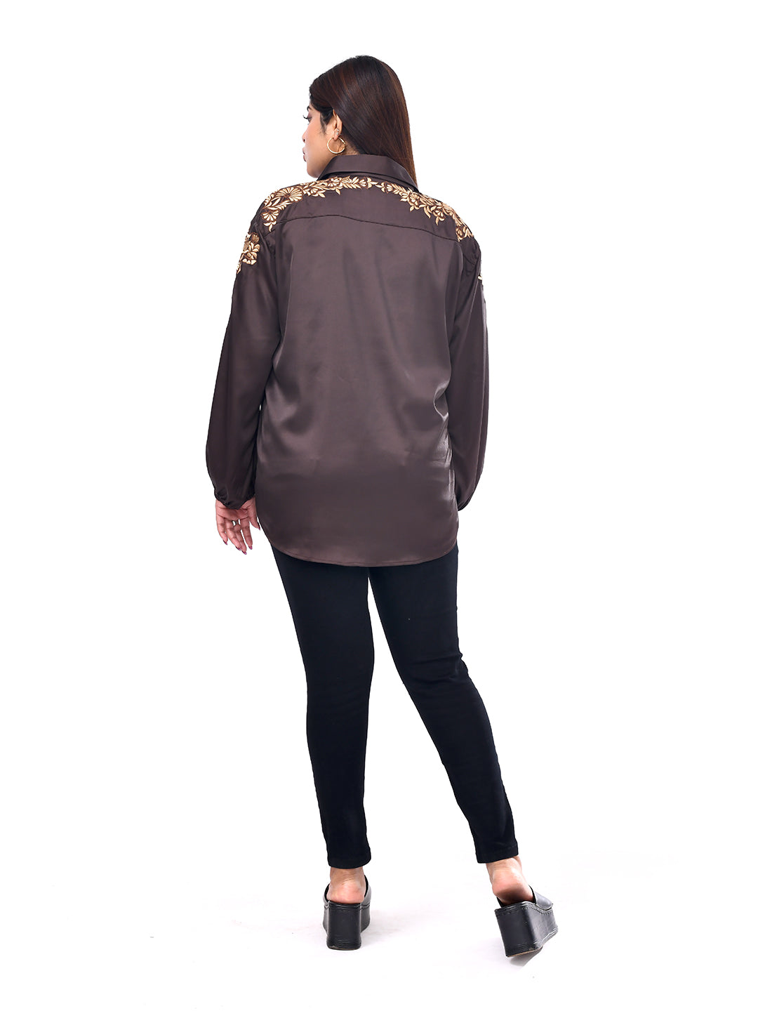 Cocoa Bloom Embroidered Shirt