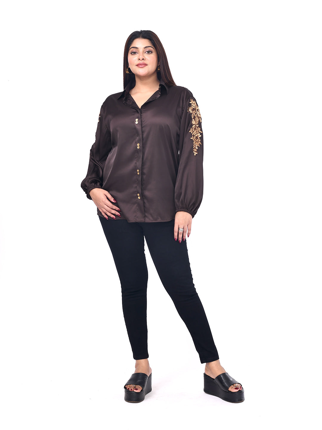 Cocoa Bloom Embroidered Shirt