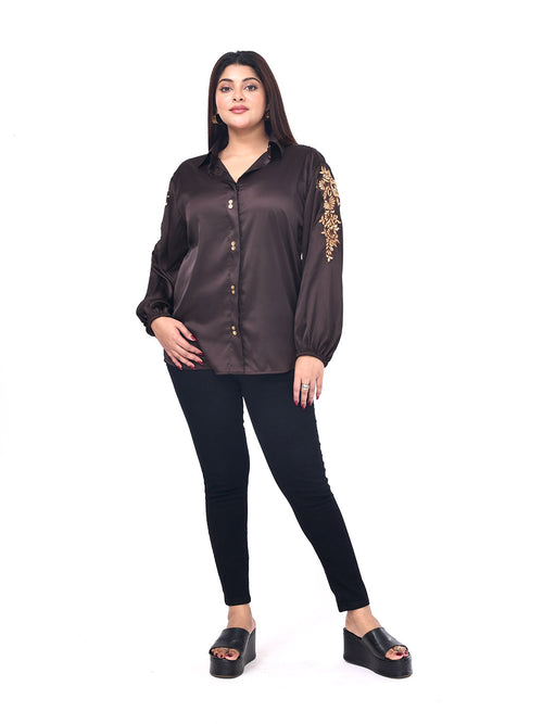 Cocoa Bloom Embroidered Shirt
