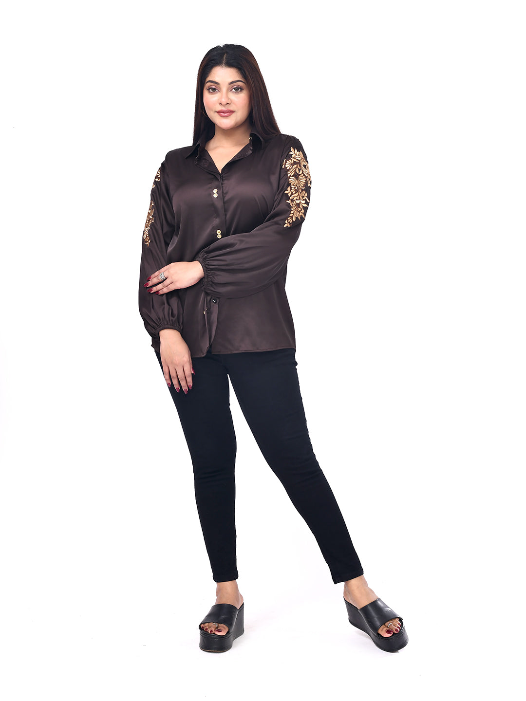 Cocoa Bloom Embroidered Shirt