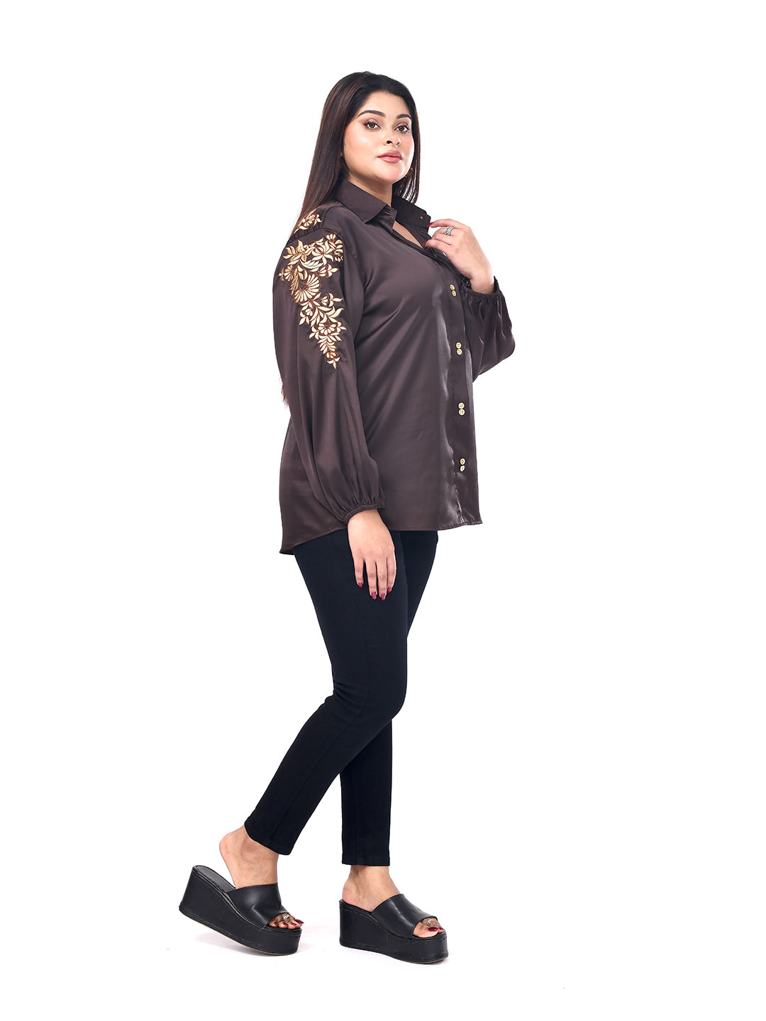 Cocoa Bloom Embroidered Shirt