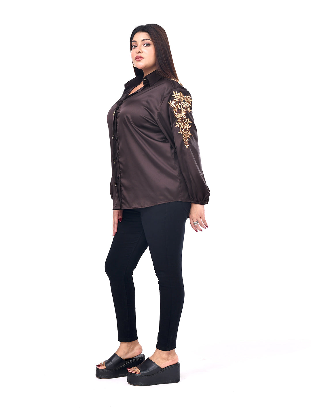 Cocoa Bloom Embroidered Shirt