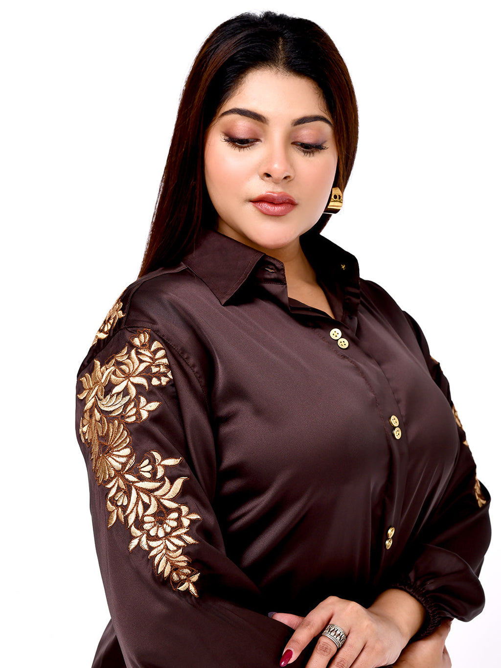 Cocoa Bloom Embroidered Shirt