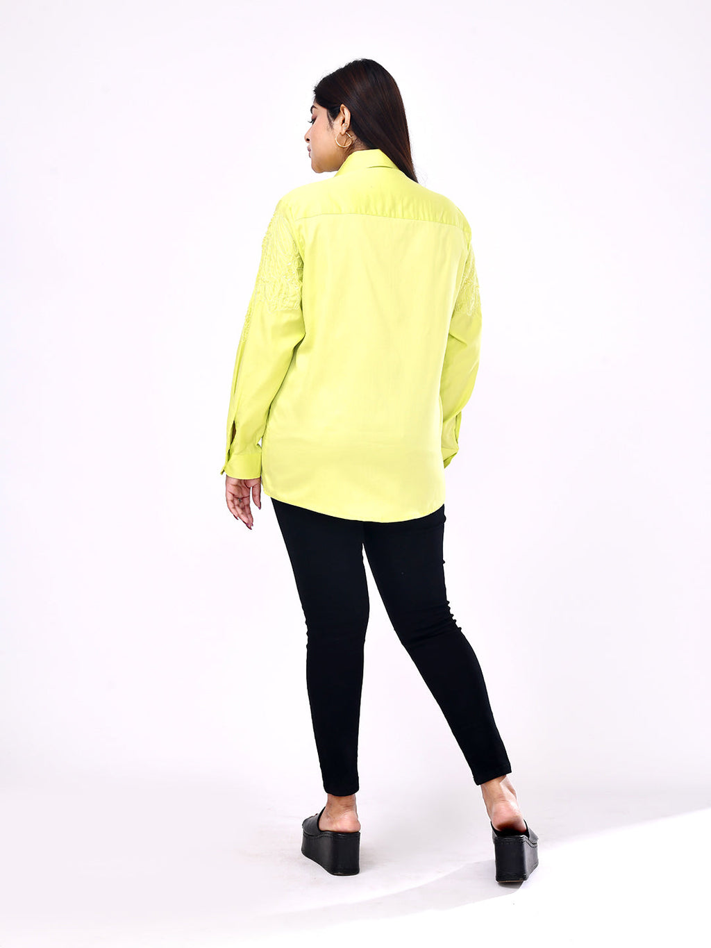 Lime Blossom Embroidered Shirt