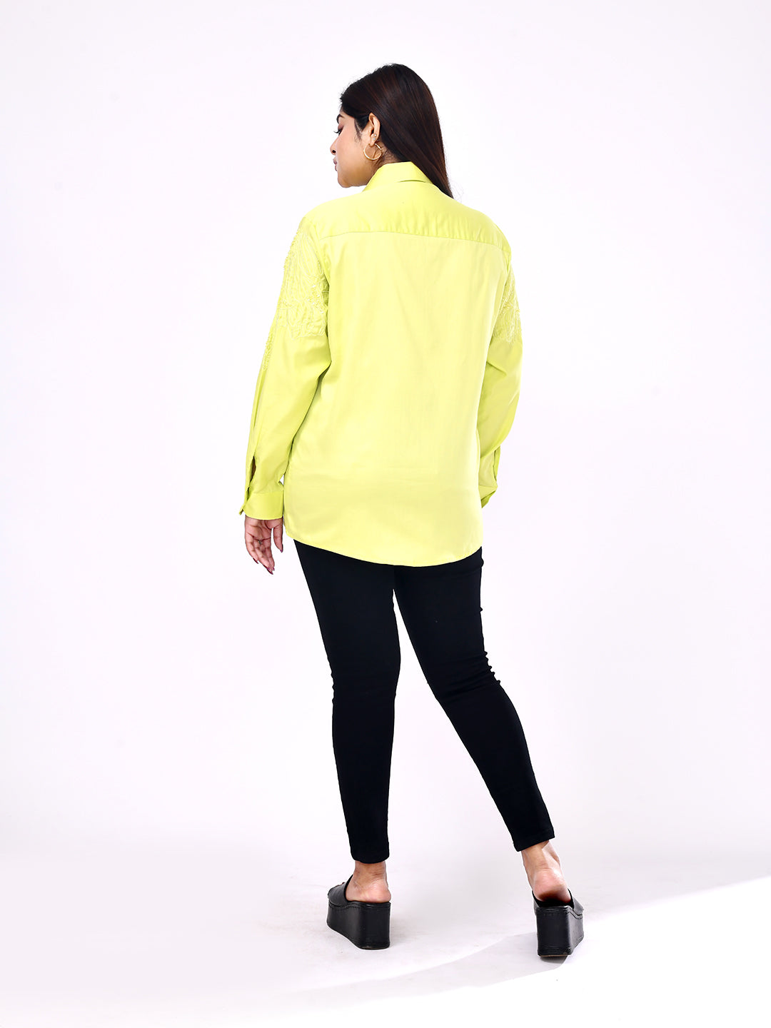 Lime Blossom Embroidered Shirt