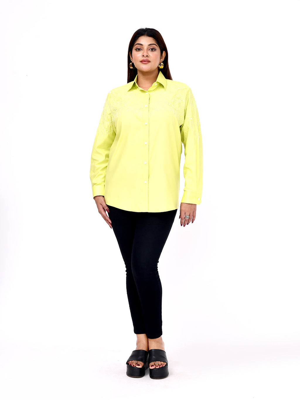 Lime Blossom Embroidered Shirt
