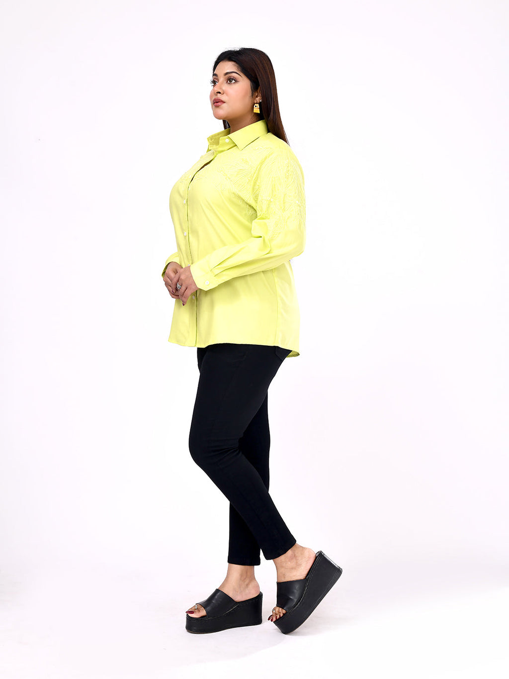 Lime Blossom Embroidered Shirt