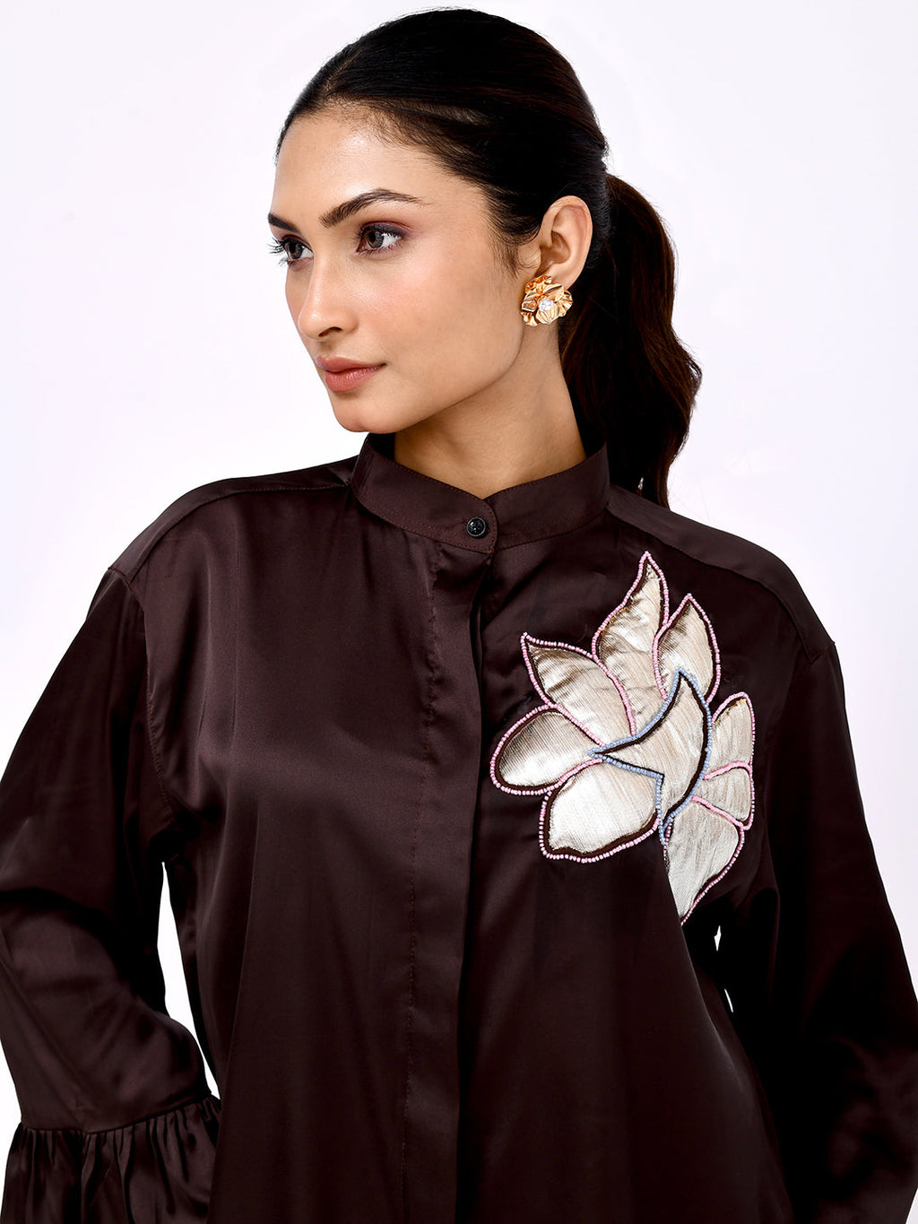 Cocoa Petal Embroidered Shirt
