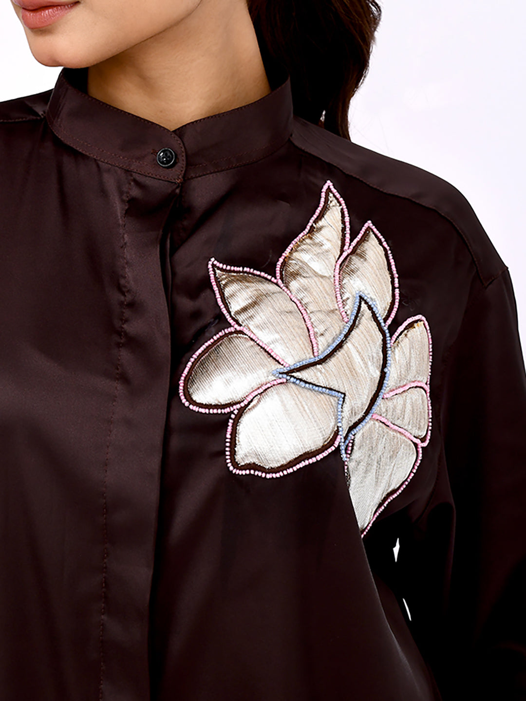 Cocoa Petal Embroidered Shirt
