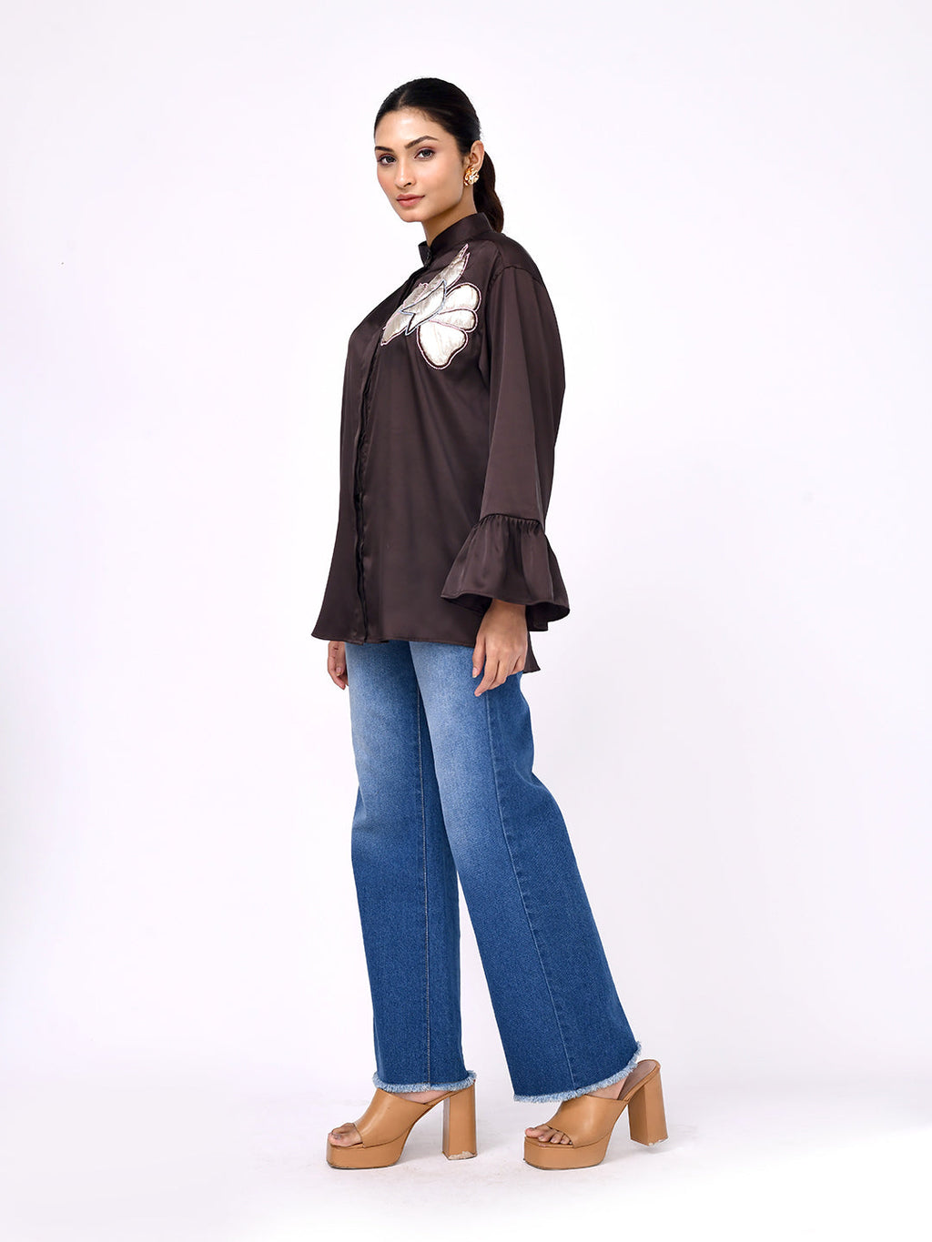 Cocoa Petal Embroidered Shirt