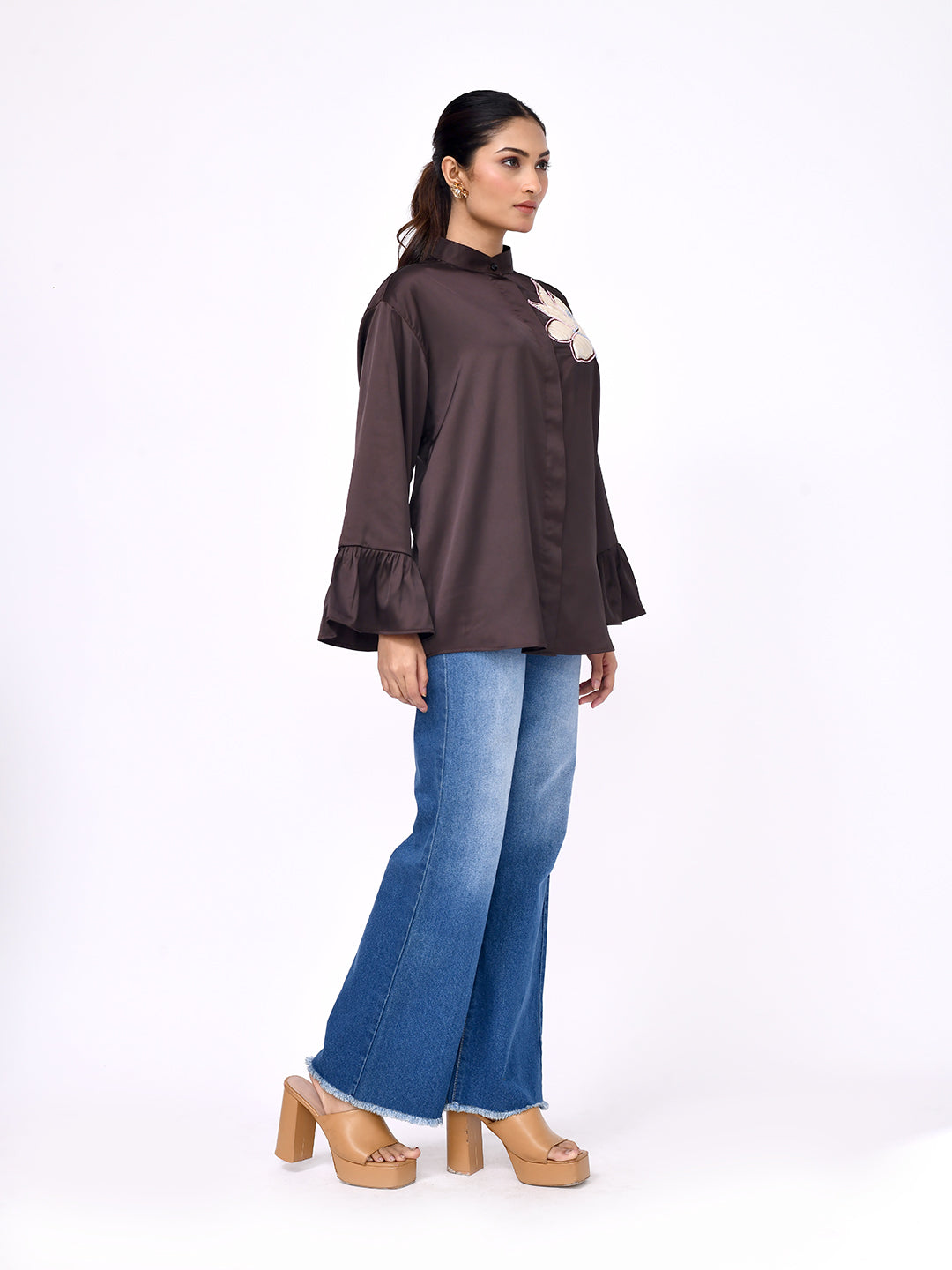 Cocoa Petal Embroidered Shirt