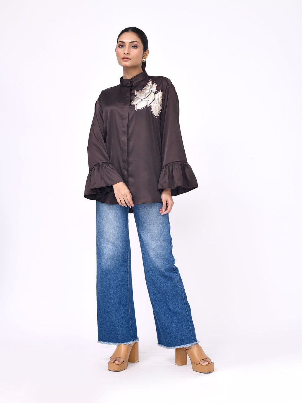 Cocoa Petal Embroidered Shirt