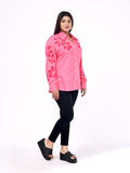 Coral Blossom Embroidered Shirt