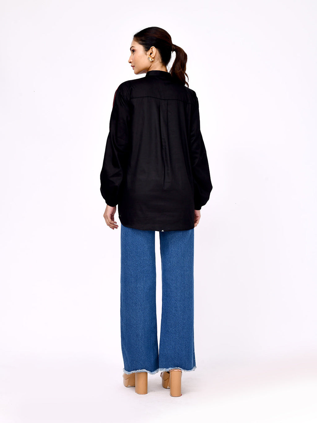 Midnight Dragonfly Embroidered Shirt