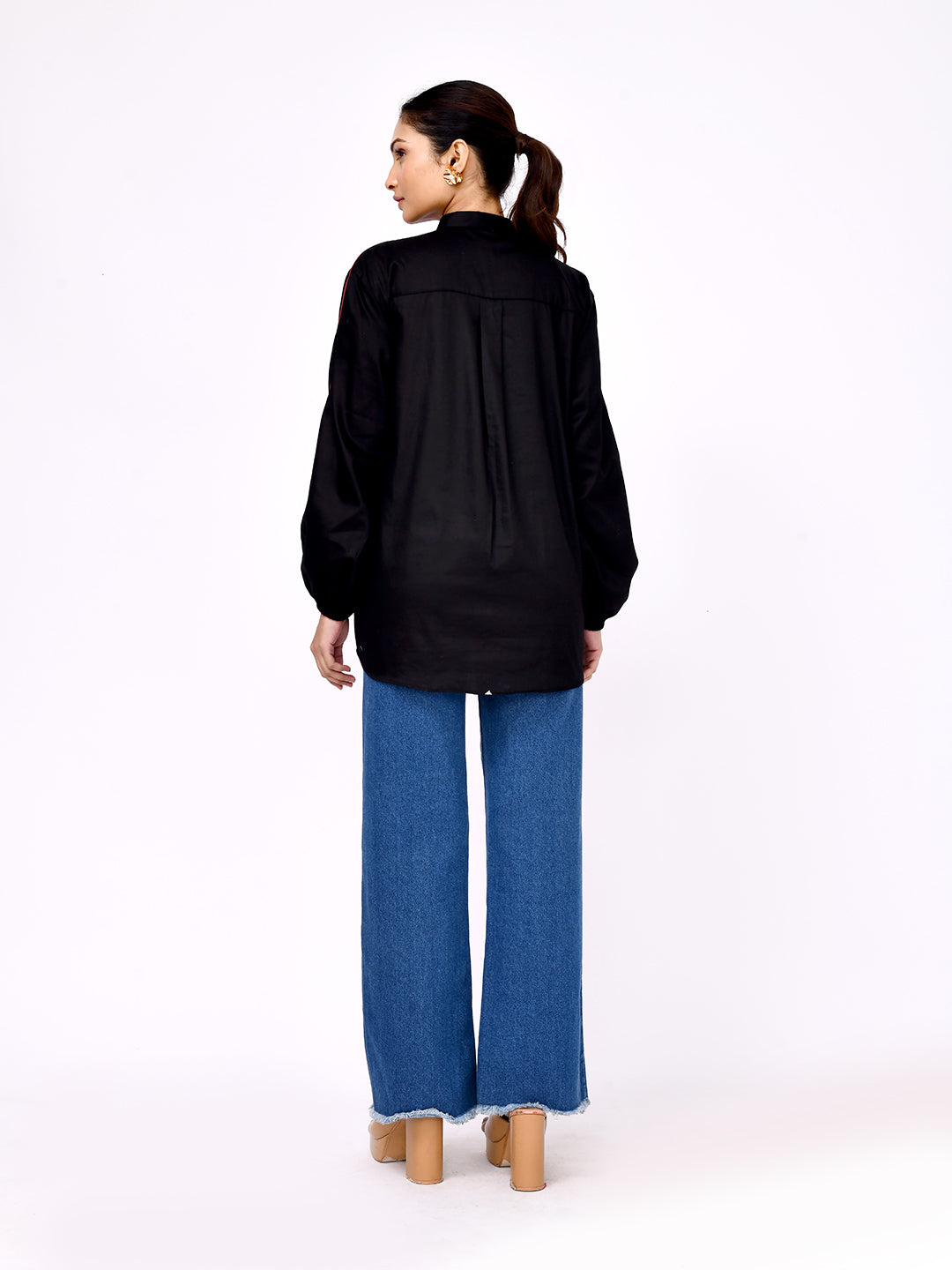Midnight Dragonfly Embroidered Shirt