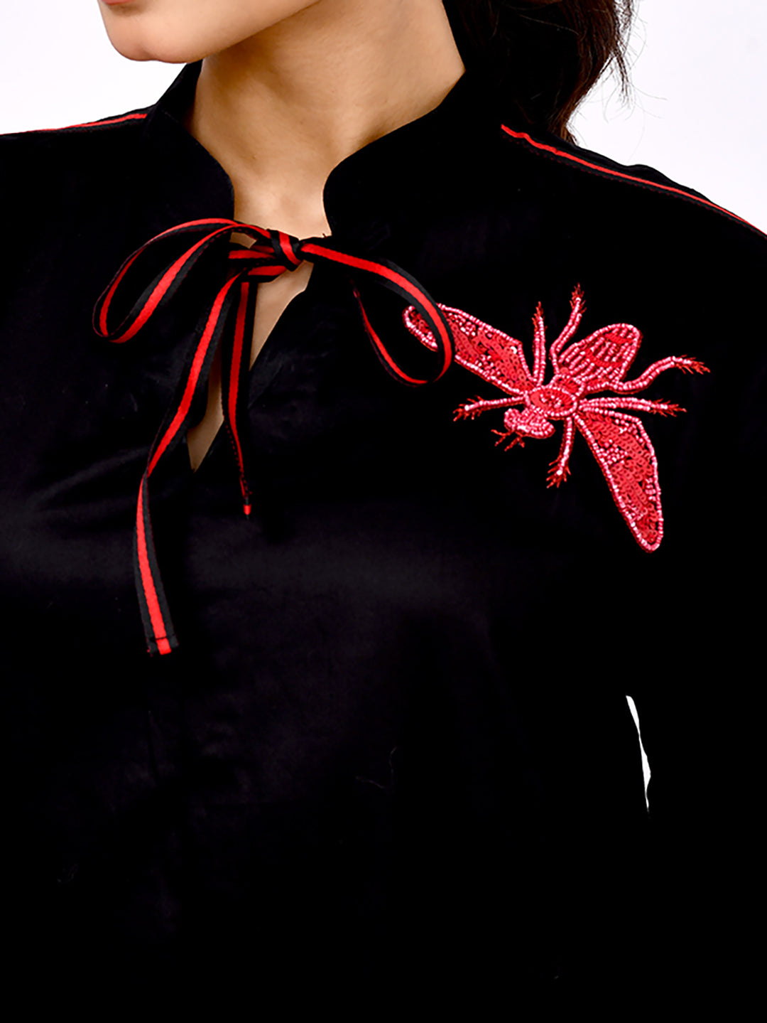 Midnight Dragonfly Embroidered Shirt