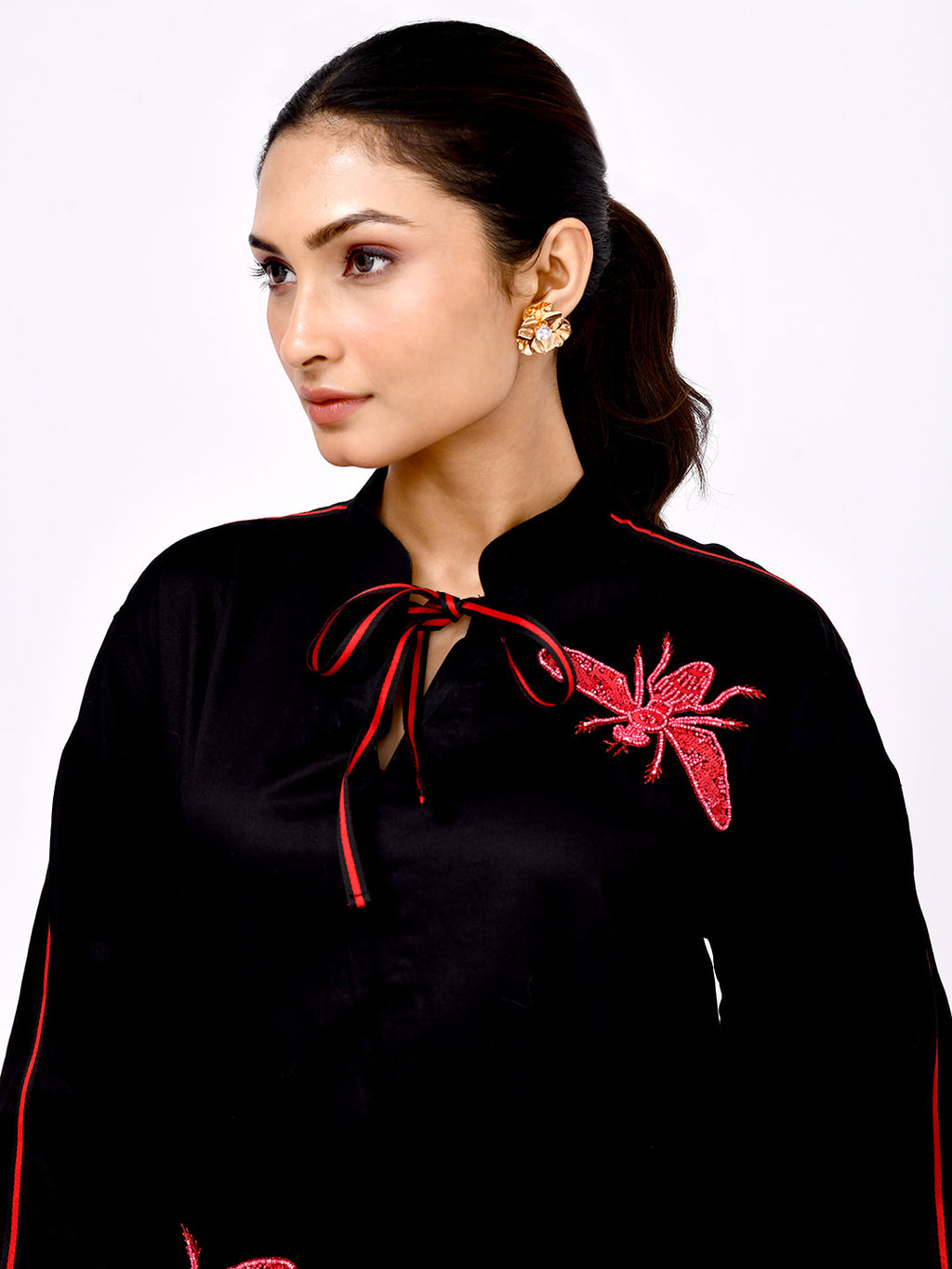 Midnight Dragonfly Embroidered Shirt