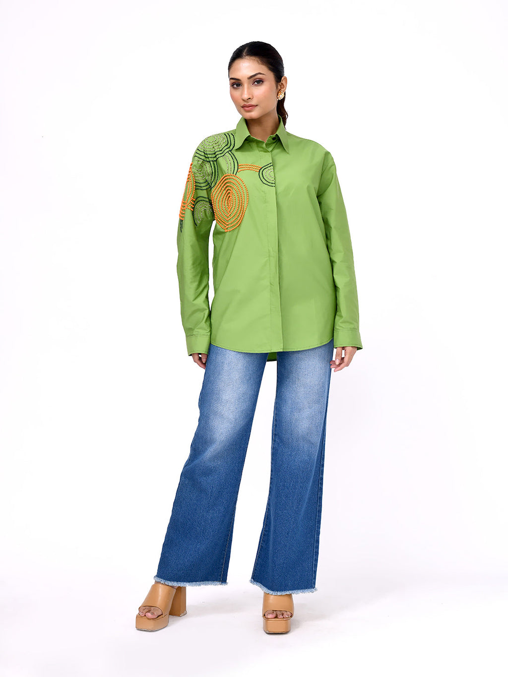 Crystal Orbit Embroidered Shirt