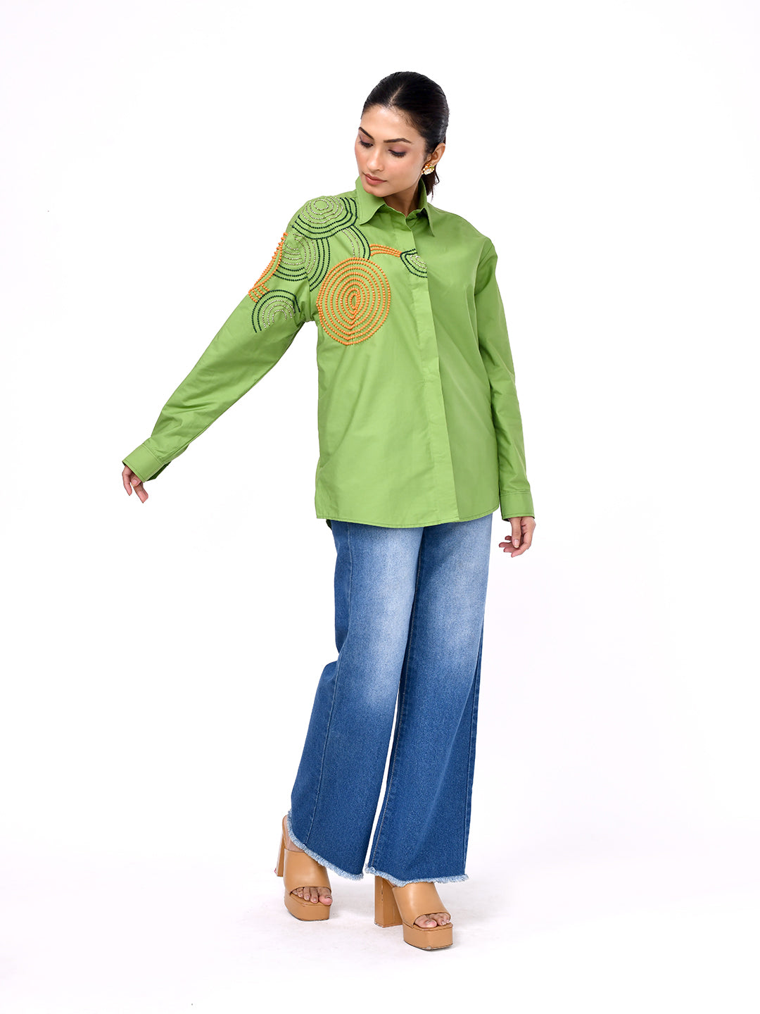 Crystal Orbit Embroidered Shirt